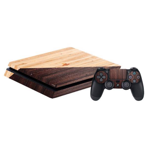 برچسب افقی پلی استیشن 4 اسلیم گراسیپا طرح Wooden، Grasipa Wooden PlayStation 4 Slim Horizontal Cover