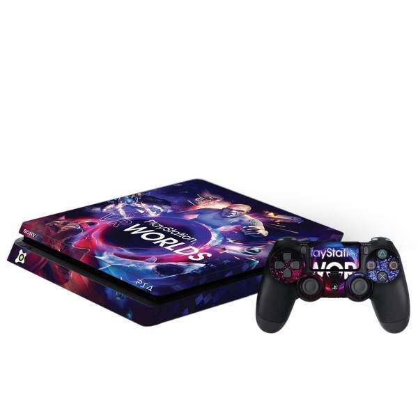 برچسب پلی استیشن 4 اسلیم آی گیمر طرح Worlds، IGamer Worlds Play Station 4 Slim Cover