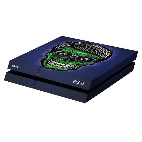 برچسب افقی پلی استیشن 4 ونسونی طرح Greeny Skull، Wensoni Greeny Skull PlayStation 4 Horizontal Cover