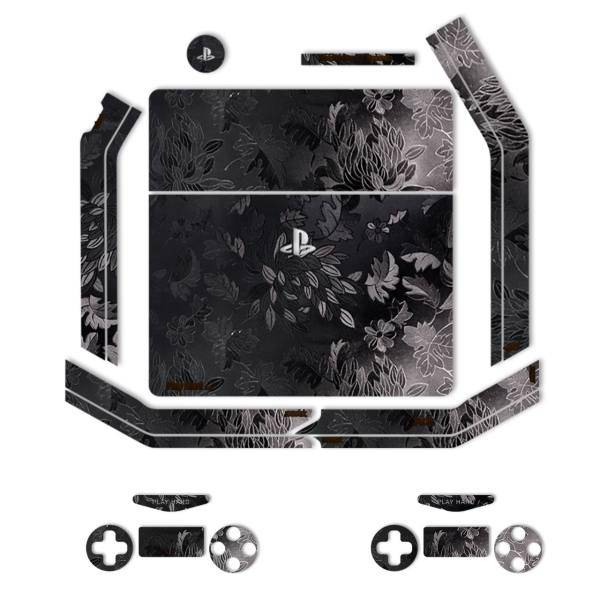 برچسب ماهوت مدلBlack Wild-flower Texture مناسب برای کنسول بازی PS4 Slim، MAHOOT Black Wild-flower Texture Sticker for PS4 Slim