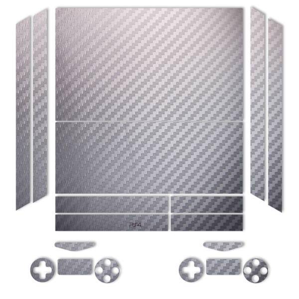 برچسب ماهوت مدلSilver Carbon-fiber Texture مناسب برای کنسول بازی PS4، MAHOOT Black Silver-fiber Texture Sticker for PS4