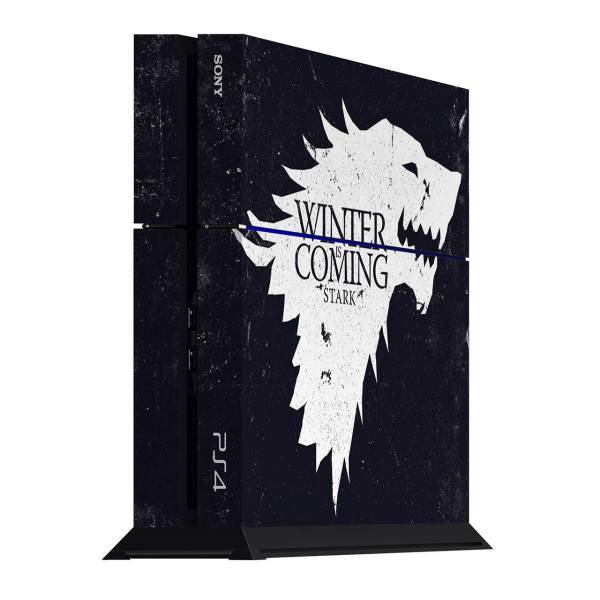 برچسب عمودی پلی استیشن 4 ونسونی طرح Winter is Coming Black، Wensoni Winter is Coming Black PlayStation 4 Vertical Cover