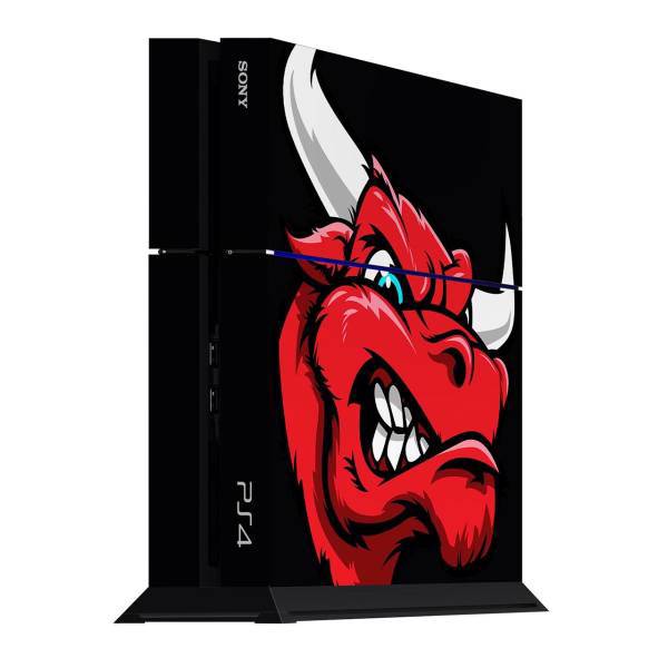 برچسب عمودی پلی استیشن 4 ونسونی طرح Angry Red Bull Head، Wensoni Angry Red Bull Head Play Station 4 Vertical Cover