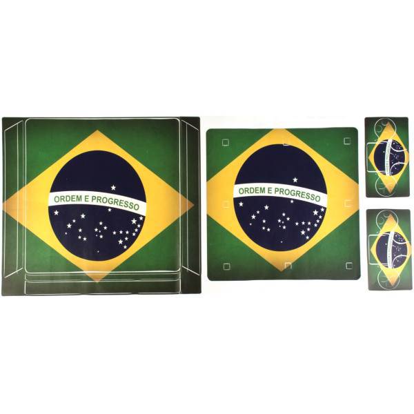 برچسب پلی استیشن 4 اسلیم مدل Brazil Flag، Brazil Flag PlayStation 4 Slim Cover